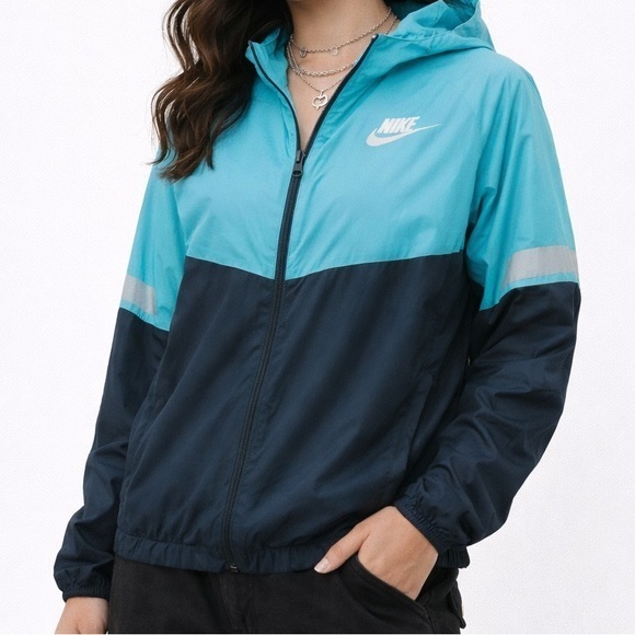 Nike Jackets & Blazers - Nike Women's Blue and Black Windbreaker Sz S Spring Athleisure Athletics Sport